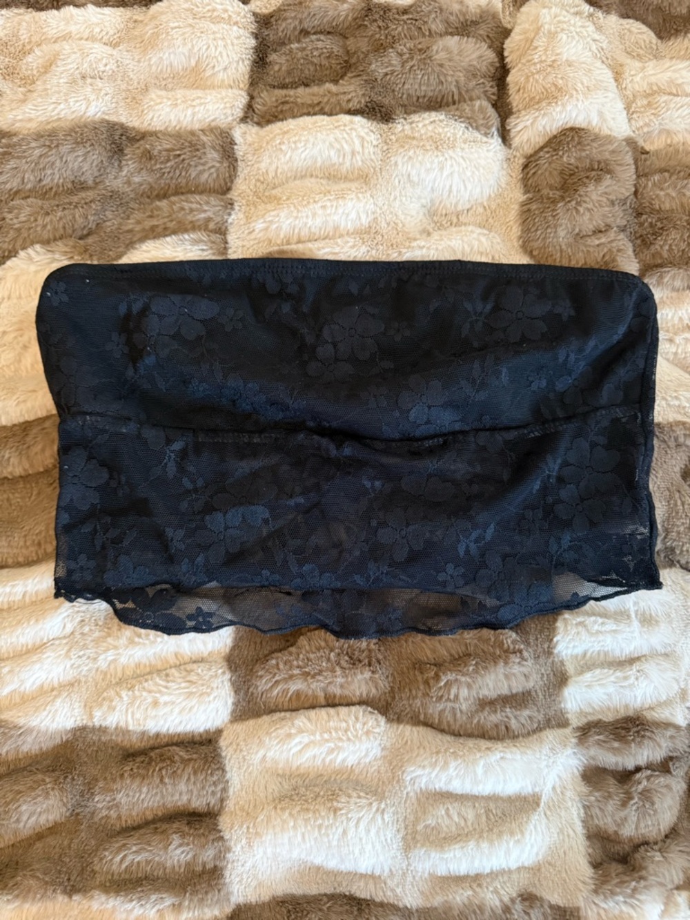 SHEIN Black Floral Lace Strapless Bandeau